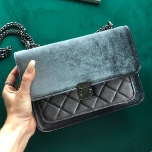 Charcoal velvet purse